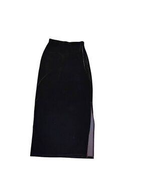 WILLI SMITH Small Brown Velvet Stretch Maxi Skirt Side Slit Pull On